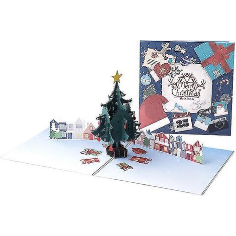 Carte de Noël 3D, cadeau original et optimiste pour le Nouvel An (vieil homme à moto, 15 x 15 cm)