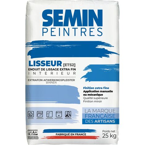 Semin – Enduit de lissage extra fin en poudre – Sac de 25 kg – Pour murs et plafonds intérieurs – Granulométrie très fine pour finition haut de gamme