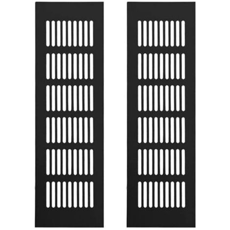 Grille Aération Aluminium 2 Pièces Grille d'Aeration Grille de Ventilation Rectangulaire Grille d'Aeration en Alliage Grille Daération Extérieure pour la Ventilation Noir 250 80mm (1/5)