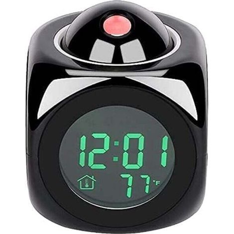 royaluxe -Horloge de Projection, Réveil à Projection Plafond Horloge Digitale avec Affichage de l'he de la température intérie,Réveil paresseux fonctionnel pour chambre créative (1/5)