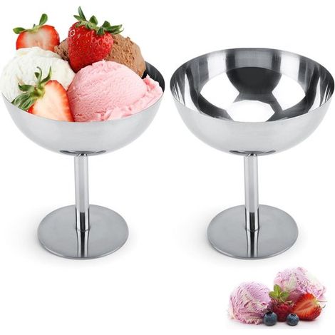 longziming - Coupes à dessert en acier inoxydable 160 ml – Set de 2 coupes à glace pour sorbet, mousse et salade de fruits – Coupes à dessert en acier inoxydable 10×6×11 cm pour la maison et la restau (1/5)