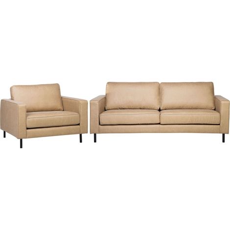 Sofa Set 4-Sitzer SAVALEN Kunstleder Beige