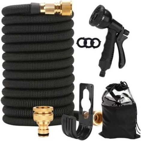 Tuyau Arrosage Extensible 15m/50ft, Tuyau d'Arrosage Flexible avec 8 Types De Jets, Tuyaux d'Arrosage Avec Raccords En Laiton Massif Et Noyau En Latex à 4 Compartiments, Tuyau d’Eau Réglable