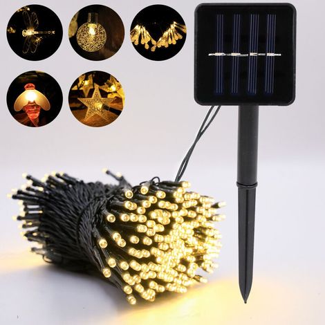 Guirlande Lumineuse Exterieur Solaire, 1 Pack 12M 100 LED Étanche Lumineuse Solaire 8 Mode Etanche Lumière Lampe Décoratives (Blanc Chaud) (1/5)