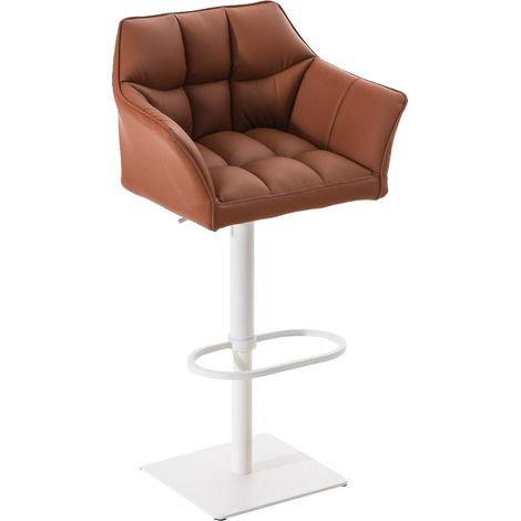 Sgabello da bar Damaso con rivestimento in similpelle marrone chiaro bianco (1/5)