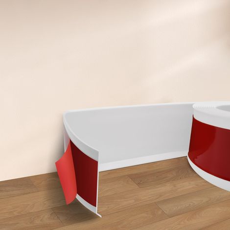 Plinthe Souple Autoadhésive Flexible et ÉtanchePlinthe Auto-Adhésive Décorative en PVC pour Mur, Sol, Salle de Bain, Salon (1/5)