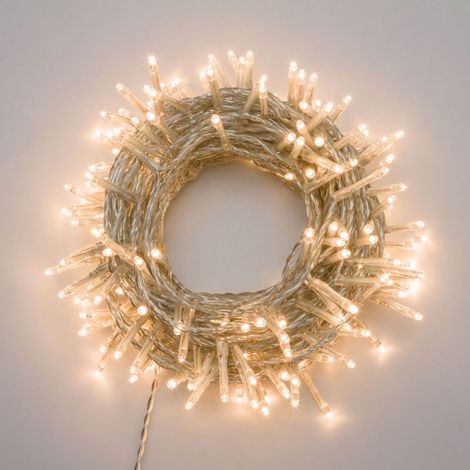 SERIE LUCI LED 53mt +4m cavo 750 miniled bianco caldo, mit memory controller, cavo trasparente (1/4)