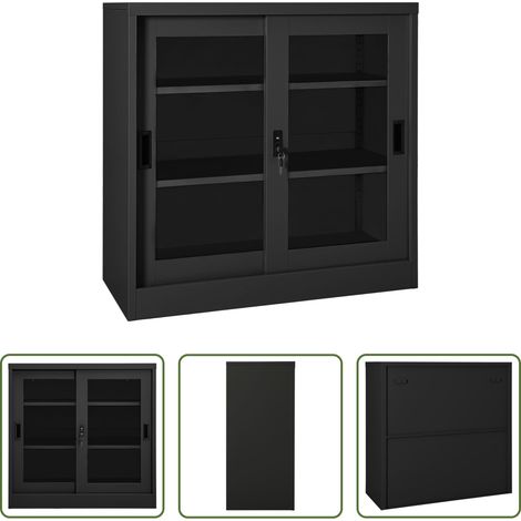 Armoire porte coulissante - Armoire à portes coulissantes Anthracite 90x40x90 cm Acier (1/5)