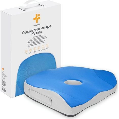 Coussin de Chaise Ergonomique Inphysio 45x37x9cm- Coussin Mémoire de Forme - Coussin Coccyx Siegie Fesses Voiture Chaise Bureau (1/5)