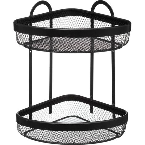 Étagère d'angle à 2 niveaux en métal noir Mayaj - Modèle 5five