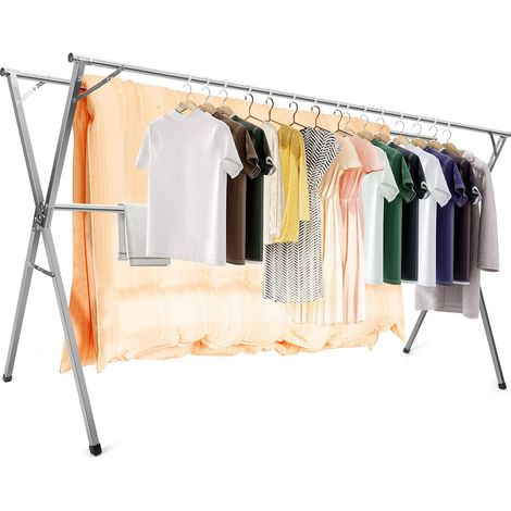 79 Inch Stainless Steel Folding Clothes Airer for Outdoor and Indoor (1/5)