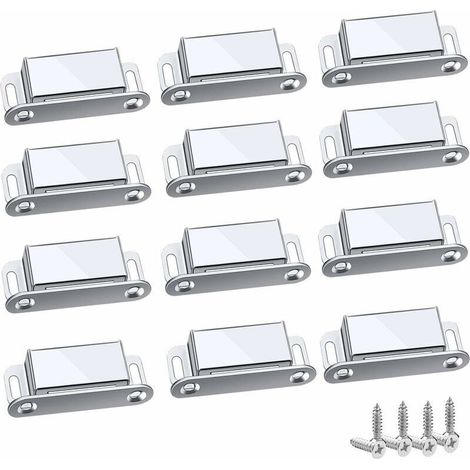 Loquet Magnetique, 12 Pièces Aimants loqueteaux magnétiques Placard Aimant Puissant Robuste Jusqu'à 6kg, Pour Tiroirs Porte de Douche Aimanté Armoire Placard, Cabinet, Meubles (45mm-12pc) (1/5)