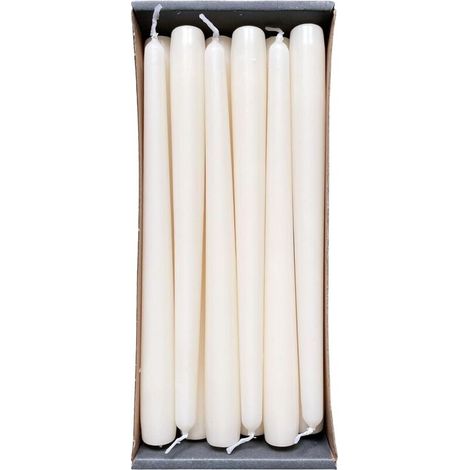 Velas cónicas - Paquete de 12 - Parafina - Color crema - Sin perfume - 2,3 x 25 cm (1/5)