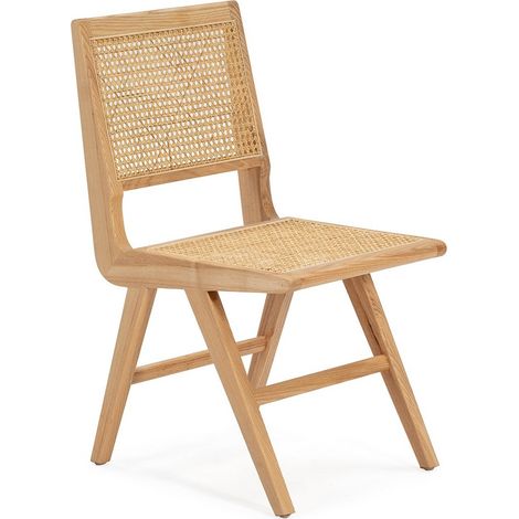 Chaise bois de chêne avec rotin naturel Lanja (1/3)