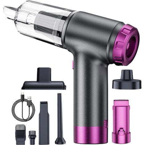 Aspirateur Portatif Sans Fil 6000Pa Souffleur 4en1 Aspirateur Auto Haute Aspiration et Dépoussiéreur pour Auto Camion Siège Tableau de Bord Clavier PC Nettoyage Bureau Maison Animal Meuble (1/5)