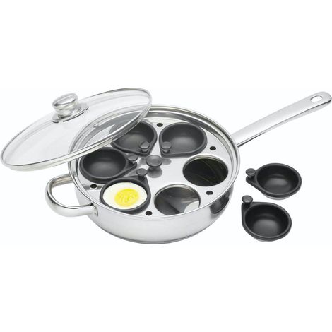 Kitchen Craft KCCVPOACH6 Clearview - Cazo de Acero Inoxidable para escalfar Huevos (6 Huecos, 28 cm)