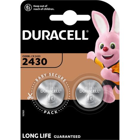 Duracell – Pile bouton CR 2430 lithium 300 mAh 3 V – Décharge lente pour dispositifs médicaux – Emballage sécurisé enfant – Lot de 2