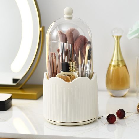 Porte-pinceaux de maquillage transparent et anti-poussière, boîte de rangement rotative à 360°, porte-stylos de bureau, porte-pinceaux à paupières, boîte de rangement pour rouge à lèvres en plastique, (1/5)
