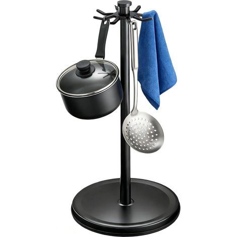 Porte-Ustensiles Tournant - Avec 8 Crochets pour Spatules et Cuillères,Support d'Outils de Cuisine à Rotation 360 Degrés pour Comptoir pour Maison Restaurant Bureau Ferme Tiroir et Armoire (1/5)