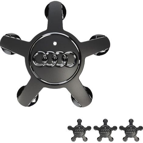 Lot de 4 cache-moyeux de roue pour Audi A3 A4L A5 A6L A7 A8L Q3 Q5 Q7, accessoires de voiture, 135 mm, noir-Chrom (1/3)