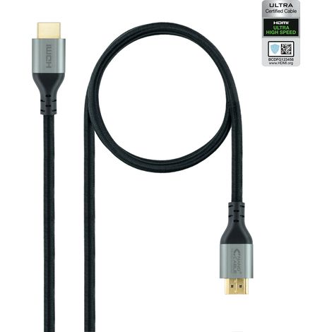 10.15.8101 Câble Nanocable HDMI 2.1 M/M 1m (Noir/Gris)