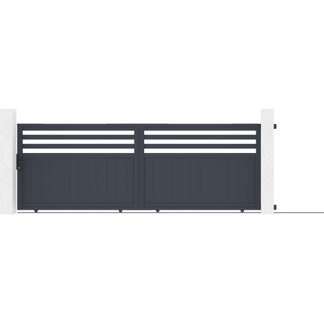 Portail coulissant 4m NEVIS H.140cm aluminium gris (1/5)