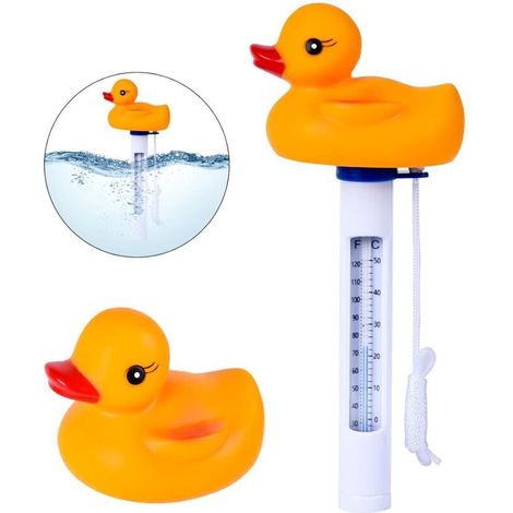 Thermomètre Flottant, Thermomètres de Piscine Flottant, Forme d'animal de Dessin Animé À Eau Thermomètre avec Corde pour Piscines Intérieures Extérieures (Thermomètre ) (1/5)