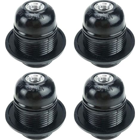 Black E27 Screw, E27 Bulb Holder, 4 Pieces E27 Socket, E27 Socket Light Bulb, Solid Light Bulb Socket, Black Adapter Socket, Lamp Sockets Decoration Cafe Kitchen Cafeteria Industry and DIY (1/5)