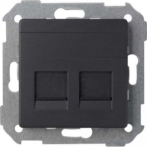 Simon 82 Konzept Universelle flache V & D-Platte mit Pulver 2 RJ45 mattschwarz SIMON 8200006-098