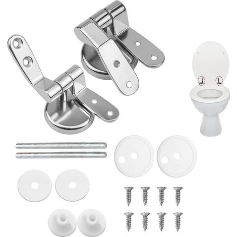 Attaches Charnière Abattant WC, Lot de 2 Charnières de Rechange pour Lunette de Toilette avec Fixations en Alliage,charniere abattant wc (1/5)