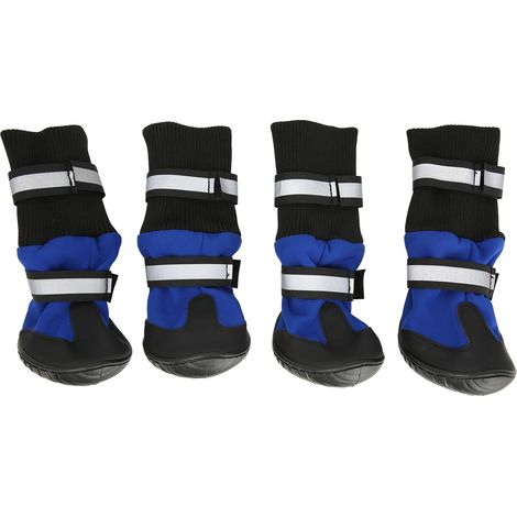 Bottes imperméables pour chiens, 4 pièces, chaussons pour animaux de compagnie, réfléchissants, respirants, résistants à l'usure, chaussures hautes pour intérieur et extérieur M (1/5)