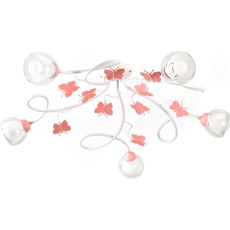 Plafonnier, Métal Verre, Blanc/Rose, 5 luci (1/5)