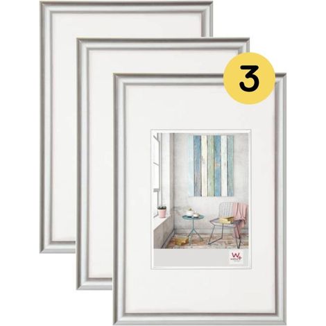 Cadre Photo Argent 30 x 45 cm Lot de 3, Cadre en Plastique Trendstyle KP045S3 (1/5)
