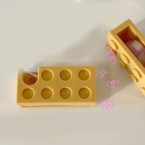 Découpeur de ruban adhésif en brique, pratique et portable, pour école, bureau ou atelier, couleur jaune éclatant (1/5)
