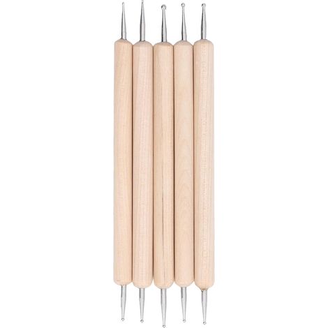 Ensemble Outils Sculpture, 5 Stylets Bois, Aiguille Acier Inoxydable pour Modelage Argile, Decoupage, Gaufrage, Creations Artisanales, Design Deco