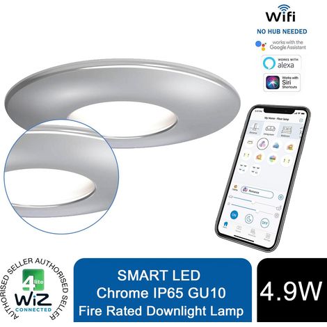 WiZ CHROME Downlight (IP65)withTuneable GU10 Lamp WiFi & BT (1/5)