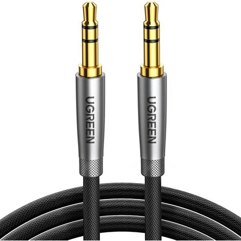 Câble Audio Jack 3.5mm Mâle en Nylon Tressé Stéréo Câble Aux Voiture Compatible avec iPhone 6S iPad iPod PC Manette PS5 Casque Chaîne HiFi Autoradio Barre de Son (1M)