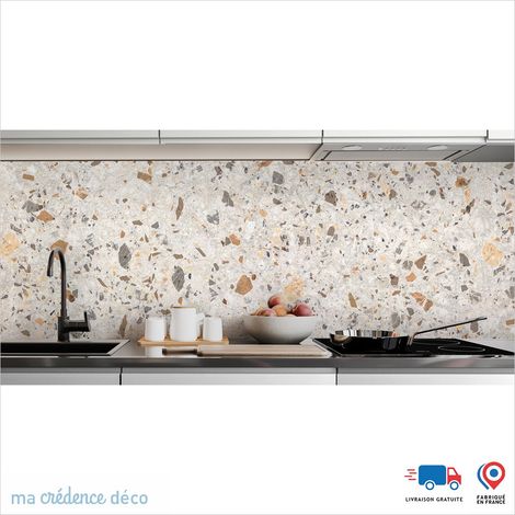 Crédence : Terazzo coloré 5 - Couleur Gris platine - Alu composite - 60 - 120 (1/3)