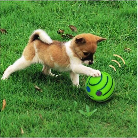 La balle interactive pour chien Giggle de 15 cm est fabriquée en vinyle et est amusante et captivante. (1/4)