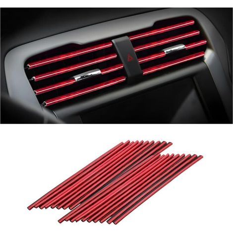 20 PCS Decorative Strip for Car Air Conditioner, Car Interior Accessories, Multicolor Decorative Strip for Most Air Vents (Ice Red) (1/5)