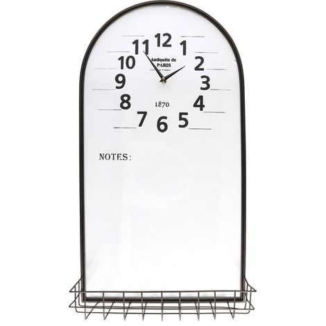 Orologio in metallo con mensola e lavagna cm 38x71x2/14