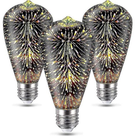 Juego de 6 bombillas LED ST64 de 5W E27 E26 RGB con efecto fuegos artificiales 3D, bombillas decorativas de hadas y estrellas para fiestas - Stai-m.3214-yu (1/5)