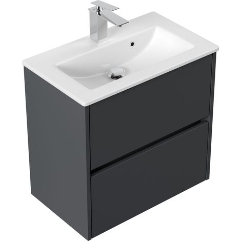 Badmöbel Taifun Slimline 60cm 2 grifflose SoftClose Auszüge grafit (1/5)