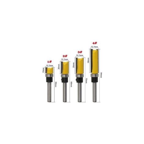 1/2"-Kugellager-Holzfräser-Set mit 1/4"-Schaft-Bündigfräser - Crezuo