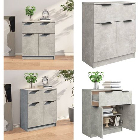 Buffet Gris béton 60x30x70 cm Bois d'ingénierie - Buffet Gris - Meuble Rangement - Armoire Design - Commode Moderne - Mobilier Salon - Home & Living (1/5)