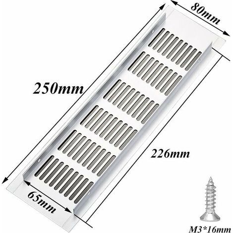 pair 2 pièces de grille de ventilation rectangulaire, grille de ventilation en aluminium, grille de ventilation extérieure 80x250mm