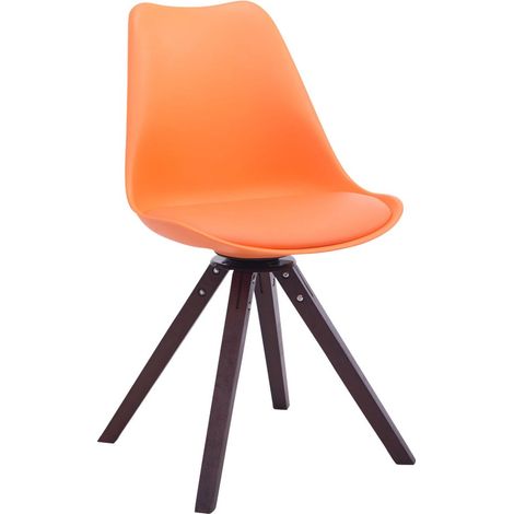 Besucherstuhl Troyes Drehbar Kunstleder Square orange walnuss (1/5)