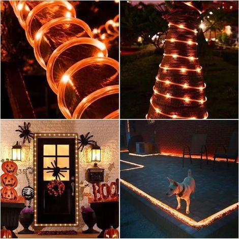 Guirlande Lumineuse - - 10M 100LED - Solaire - Orange - 8 Modes d'éclairage (1/4)
