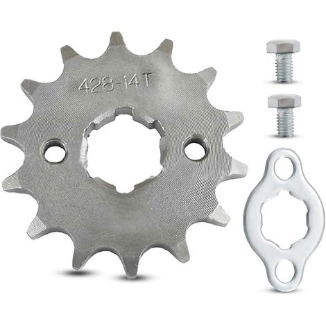 Pignon avant 428-14T, 17 mm de dents, pour moteur de moto, compatible avec les modèles 50cc, 70cc, 90cc, 110cc et 125cc (dirt-bike). (1/4)