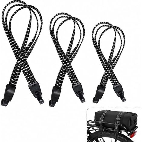 Set of 3 Bicycle Sandows 62 cm Elastic Bungee Cord with Hooks Adjustable Luggage Strap for Motorcycle Bike Luggage Carrier Backpack (1/5)